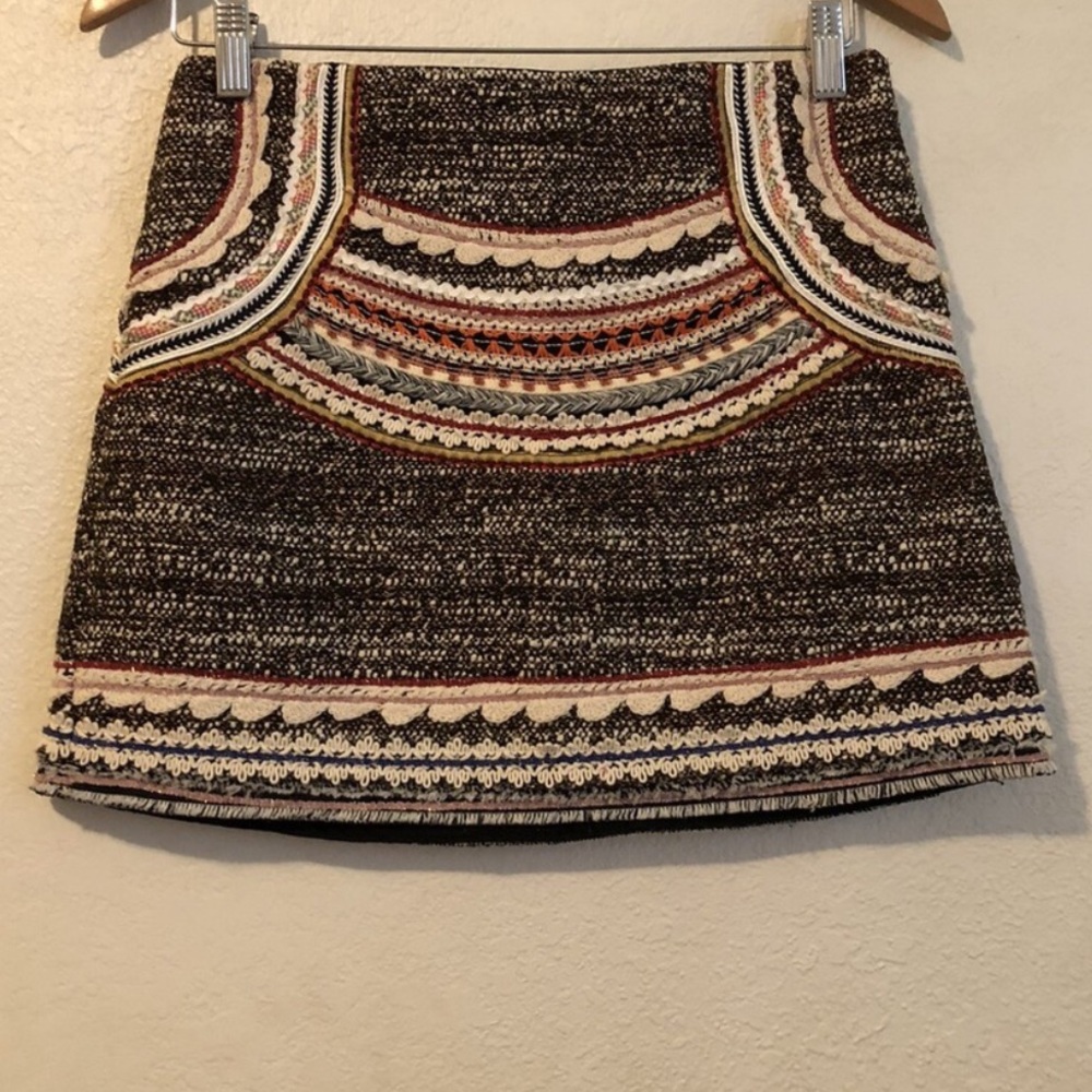 Zara bohemian crochet multicolor mini skirt